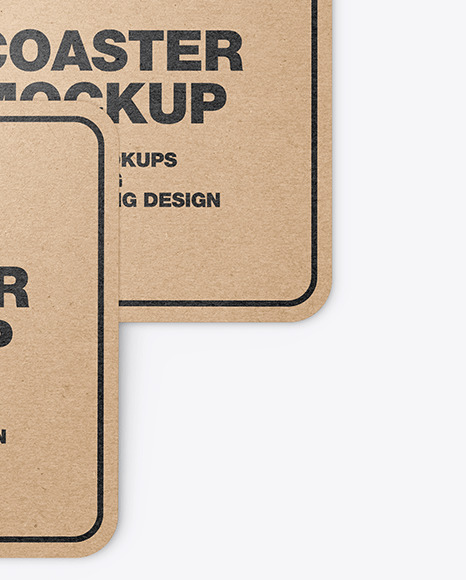 Kraft Beverage Coasters Mockup PSD #1