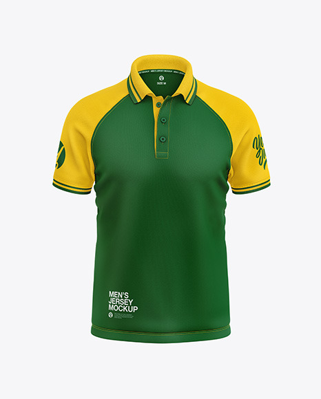 Download Men's Short Sleeve Polo Raglan Mockup in Apparel Mockups on Yellow Images Object Mockups