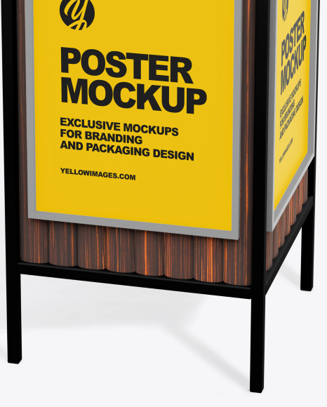 Advertising Rubbish Bin Mockup Top Half Side View In Outdoor Advertising Mockups On Yellow Images Object Mockups