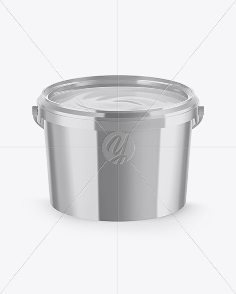 Download Metallic Paint Bucket In Hand Mockup Front View In Bottle Mockups On Yellow Images Object Mockups PSD Mockup Templates