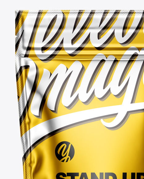 Matte Metallic Stand Up Pouch with Zipper Mockup PSD #2