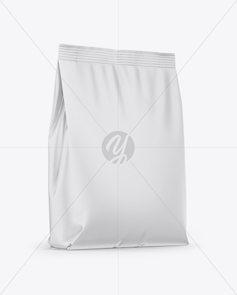 Glossy Stand Up Bag Mockup Front View In Bag Sack Mockups On Yellow Images Object Mockups