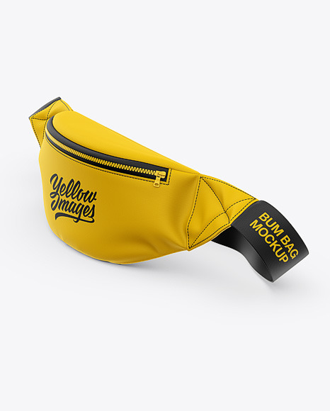 Bum Bag Mockup Front Half Side High Angle View Fanny Pack In Apparel Mockups On Yellow Images Object Mockups