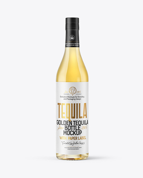 Download Golden Tequila Bottle Mockup in Bottle Mockups on Yellow ...