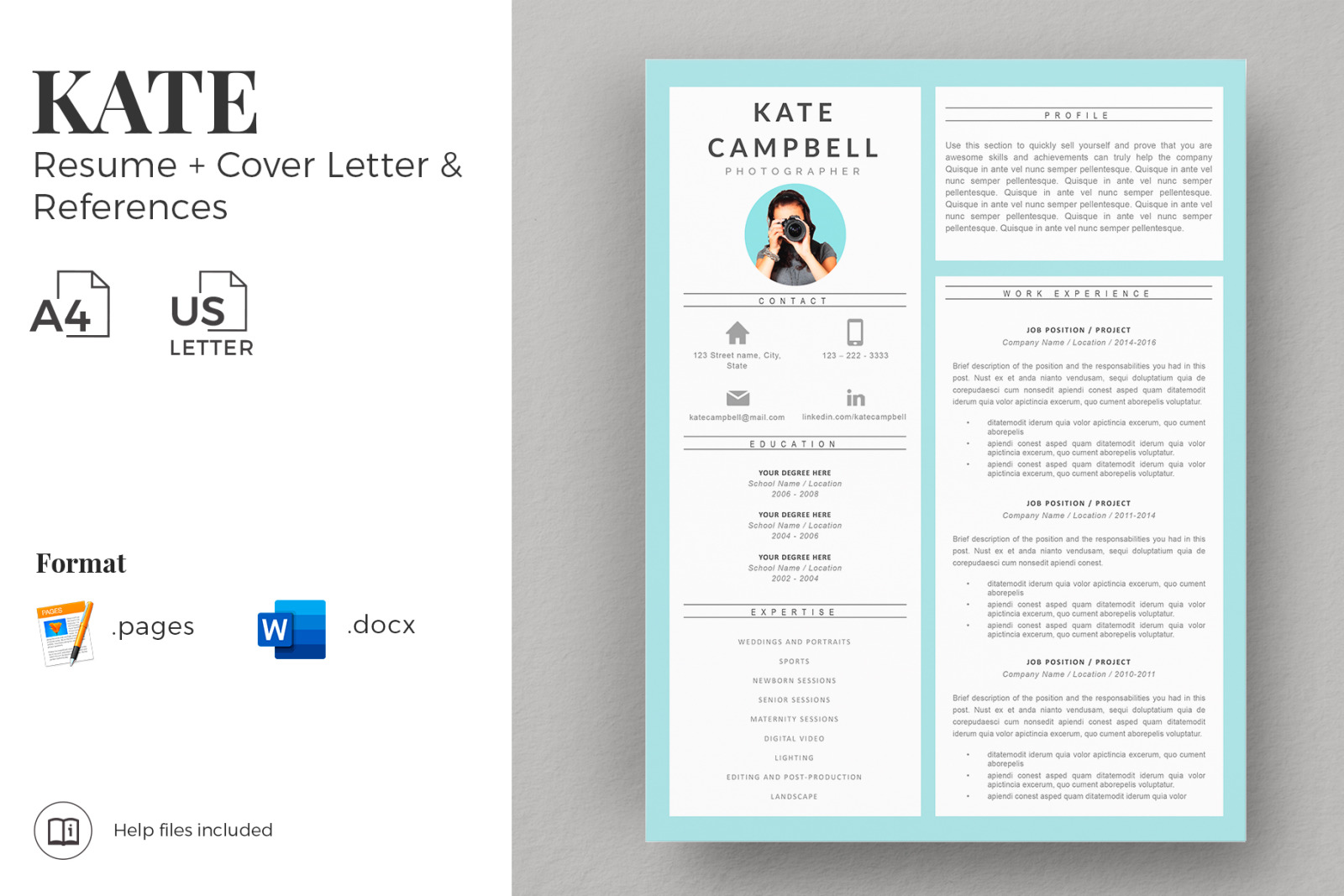 Creative Resume Cv Design Matching Cover Letter References Free Resume Writing Guide In Resume Templates On Yellow Images Creative Store