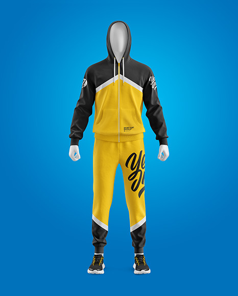 Download Men's Sport Suit Mockup - Front View in Apparel Mockups on Yellow Images Object Mockups