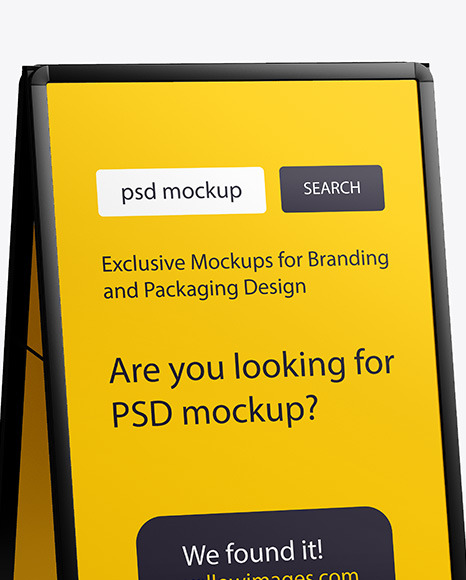 Glossy Metallic Stand Mockup In Outdoor Advertising Mockups On Yellow Images Object Mockups