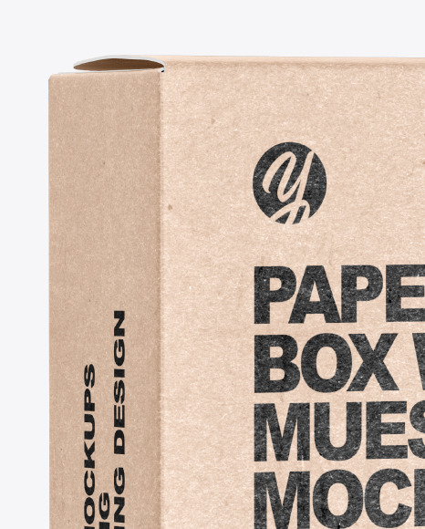 Download Kraft Paper Box With Muesli Mockup In Box Mockups On Yellow Images Object Mockups Yellowimages Mockups