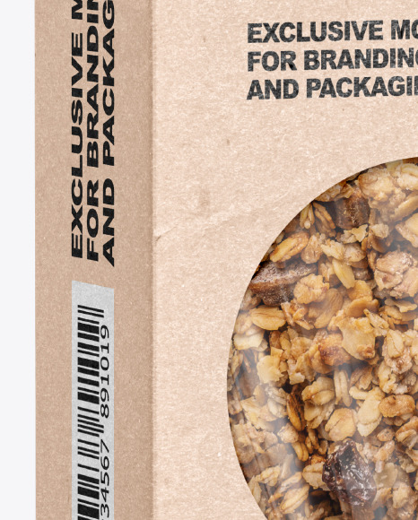 Download Kraft Paper Box with Muesli Mockup in Box Mockups on ...