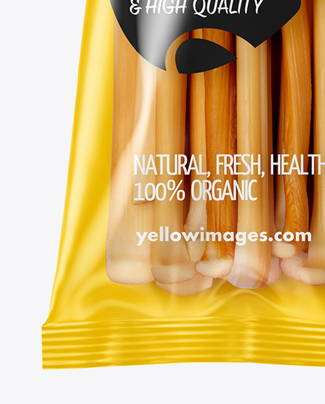 Plastic Bag With String Cheese Sticks Mockup In Bag Sack Mockups On Yellow Images Object Mockups