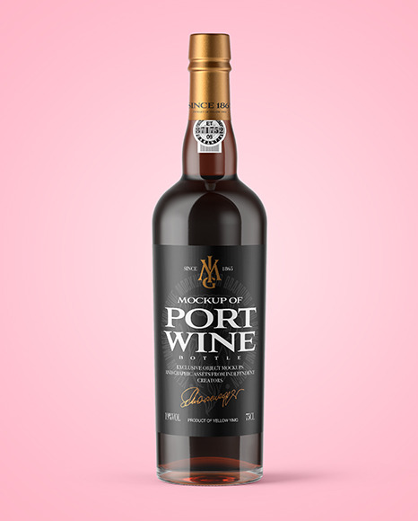 Download Clear Glass Port Wine Bottle Mockup In Bottle Mockups On Yellow Images Object Mockups