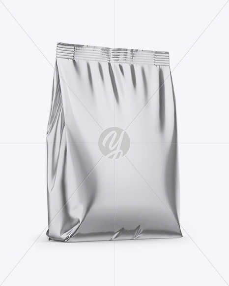 Download Metallic Stand Up Bag Mockup Half Side View In Bag Sack Mockups On Yellow Images Object Mockups