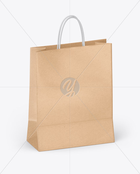 Kraft Shopping Bag W Rope Handles Mockup In Bag Sack Mockups On Yellow Images Object Mockups