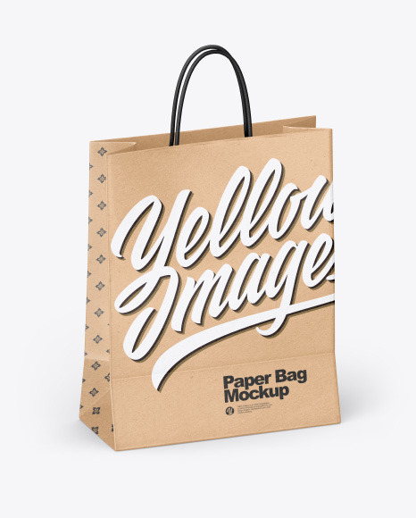 Download Kraft Shopping Bag W Rope Handles Mockup In Bag Sack Mockups On Yellow Images Object Mockups