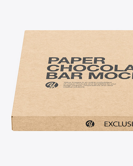 Download Kraft Paper Chocolate Bar Mockup In Box Mockups On Yellow Images Object Mockups