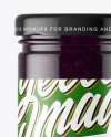 Clear Glass Jar with Blueberry Jam Mockup