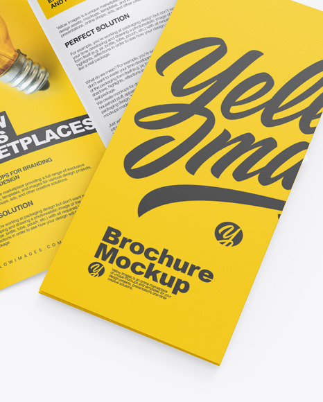 Download Two Paper Brochures Mockup In Stationery Mockups On Yellow Images Object Mockups Yellowimages Mockups