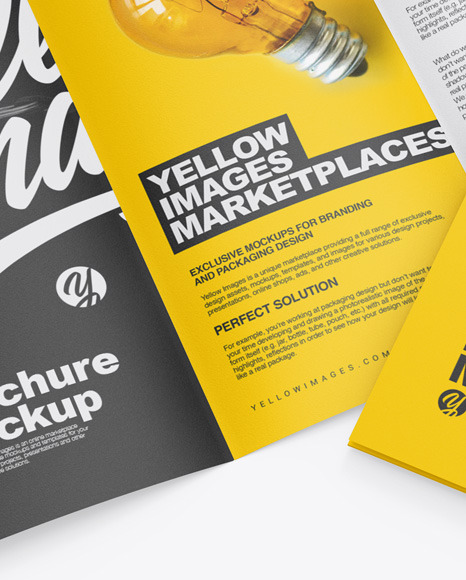 Download Two Paper Brochures Mockup In Stationery Mockups On Yellow Images Object Mockups Yellowimages Mockups