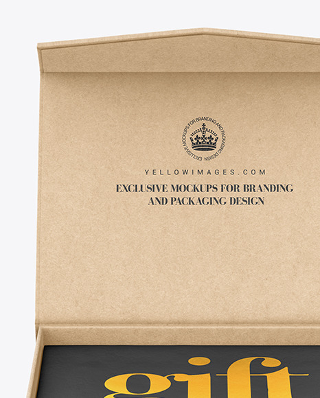 Download Opened Kraft Box Mockup in Box Mockups on Yellow Images Object Mockups