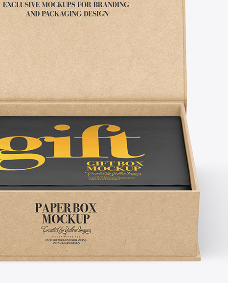 Download Opened Kraft Box Mockup in Box Mockups on Yellow Images ...