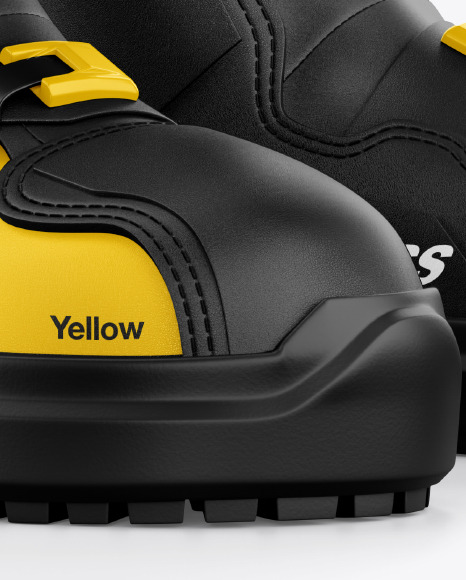 Motocross Boots Mockup In Apparel Mockups On Yellow Images Object Mockups