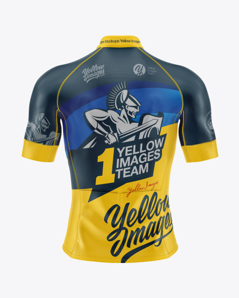 Men's Cycling Jersey Mockup in Apparel Mockups on Yellow Images Object Mockups