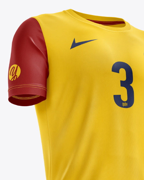 Men?S Full Soccer Kit With Open Collar Mockup (Hero Back ...