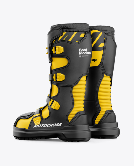 Motocross Boots Mockup In Apparel Mockups On Yellow Images Object Mockups