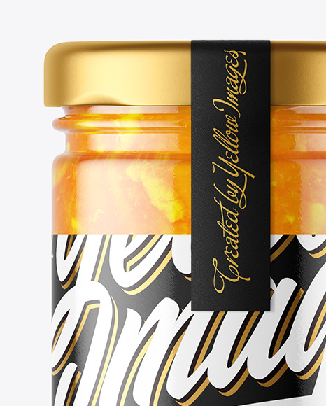 Clear Glass Jar with Orange Jam Mockup PSD #1