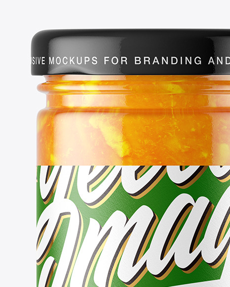 Clear Glass Jar with Orange Jam Mockup PSD #6