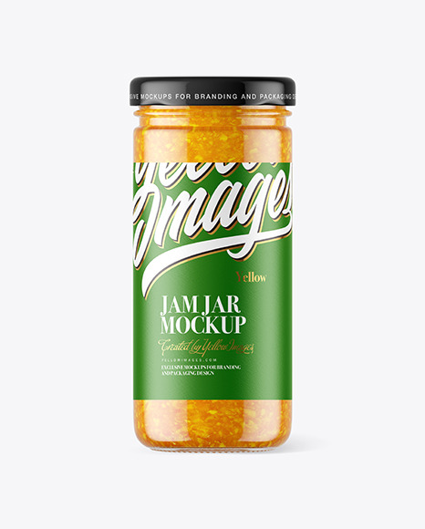 Clear Glass Jar with Orange Jam Mockup PSD #2