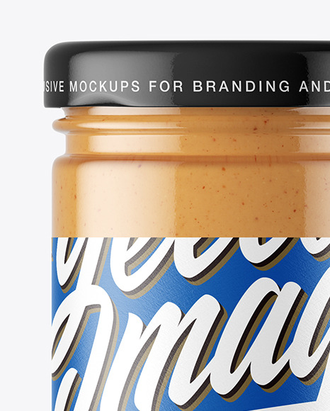 Clear Glass Jar with Peanut Butter Mockup PSD #1