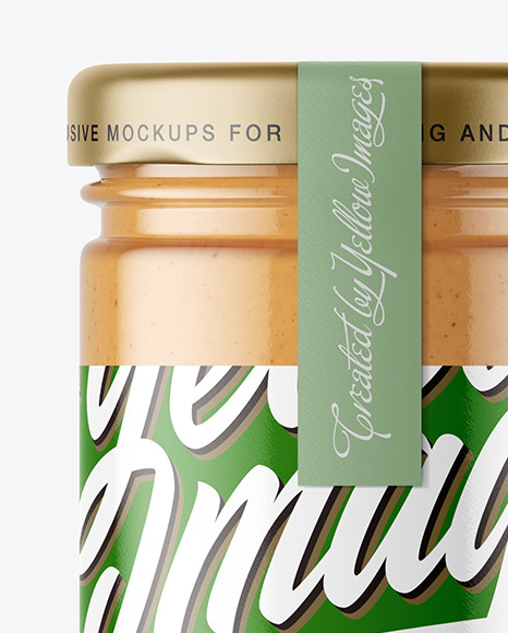 Clear Glass Jar with Peanut Butter Mockup PSD #6
