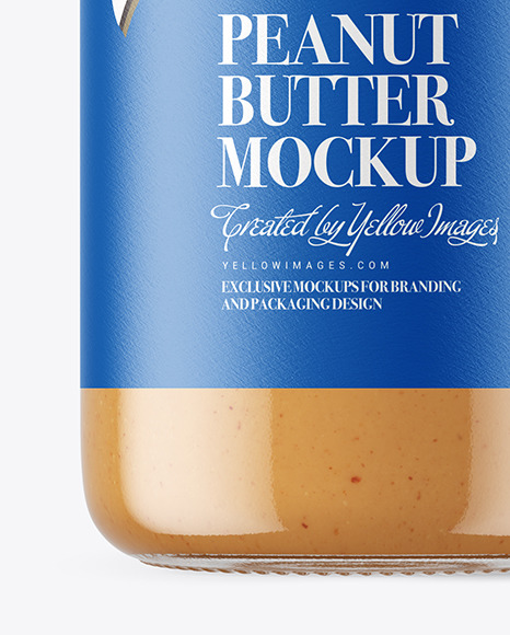 Clear Glass Jar with Peanut Butter Mockup PSD #7