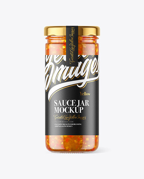 Clear Glass Jar with Sweet &amp; Sour Sauce Mockup