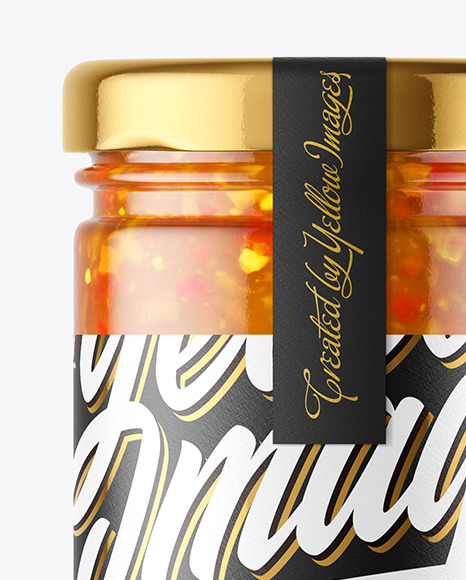 Download Clear Glass Jar With Sweet Sour Sauce Mockup In Jar Mockups On Yellow Images Object Mockups