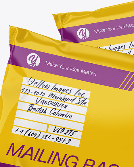 Download Two Glossy Mailing Bags Mockup - Front View in Bag & Sack ...