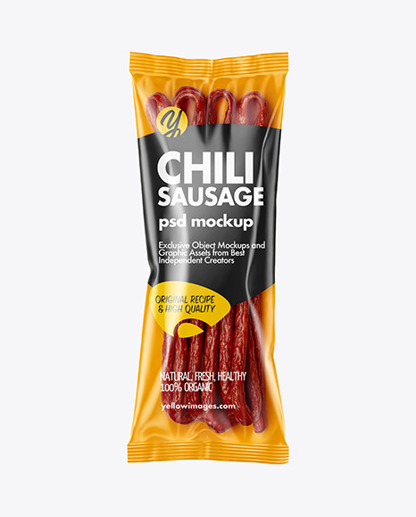 Download Plastic Bag With Chili Kabanos Sausage Mockup In Bag Sack Mockups On Yellow Images Object Mockups Yellowimages Mockups