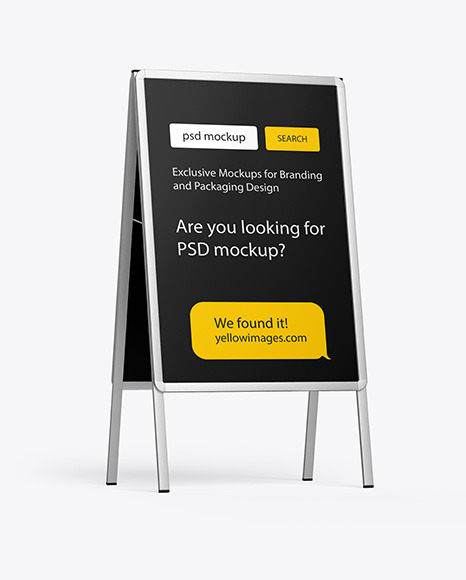 Glossy Metallic Stand Mockup In Outdoor Advertising Mockups On Yellow Images Object Mockups