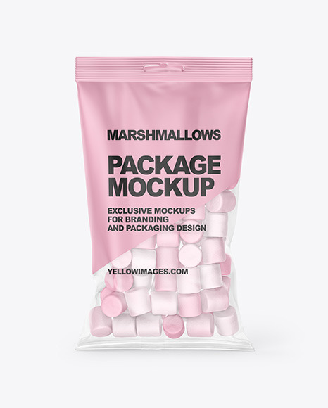 Download Bag With Marshmallows Mockup In Bag Sack Mockups On Yellow Images Object Mockups