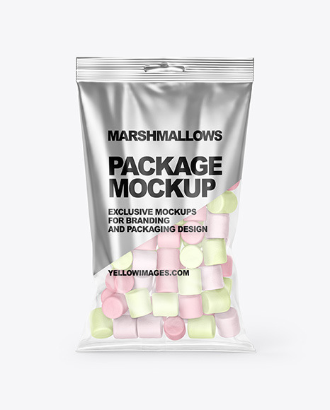 Bag With Marshmallows Mockup In Bag Sack Mockups On Yellow Images Object Mockups