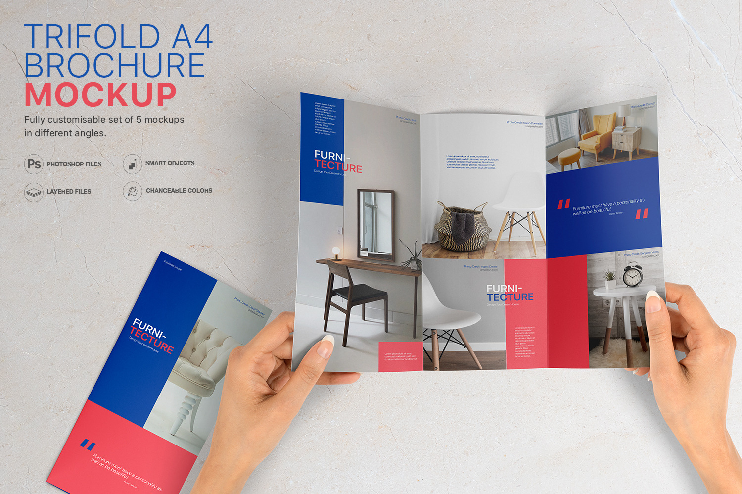 Trifold A4 Brochure Mockup Set Of 5 In Stationery Mockups On Yellow Images Creative Store