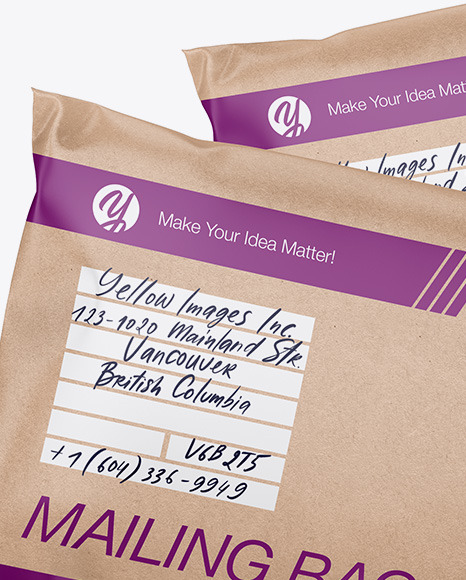 Two Kraft Mailing Bags Mockup   Front View PSD #3