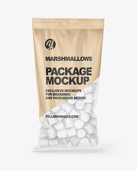 Download Bag With Marshmallows Mockup In Bag Sack Mockups On Yellow Images Object Mockups