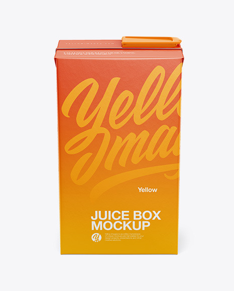 Juice Box Mockup Front View High Angle In Box Mockups On Yellow Images Object Mockups