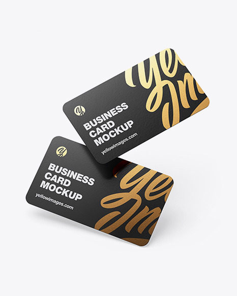 Download Paper Business Cards In Stationery Mockups On Yellow Images Object Mockups PSD Mockup Templates