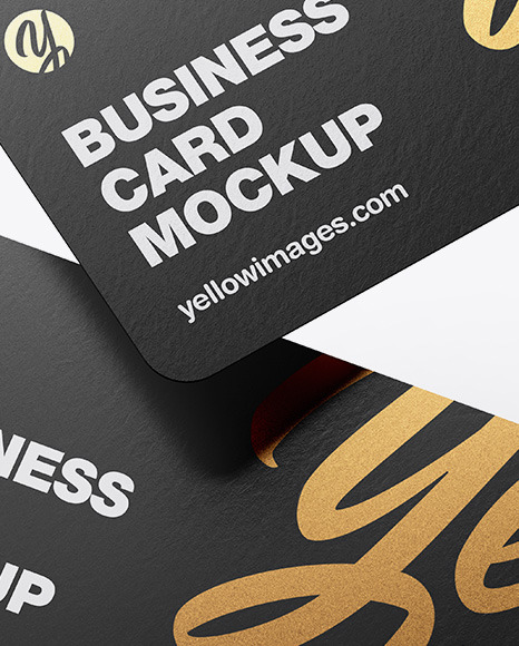 Download Paper Business Cards In Stationery Mockups On Yellow Images Object Mockups PSD Mockup Templates