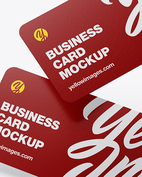 Download Paper Business Cards In Stationery Mockups On Yellow Images Object Mockups PSD Mockup Templates