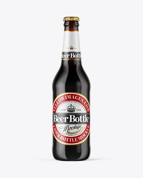 Amber Glass Dark Beer Bottle Mockup PSD #2