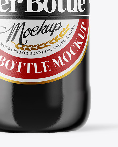 Amber Glass Dark Beer Bottle Mockup PSD #5